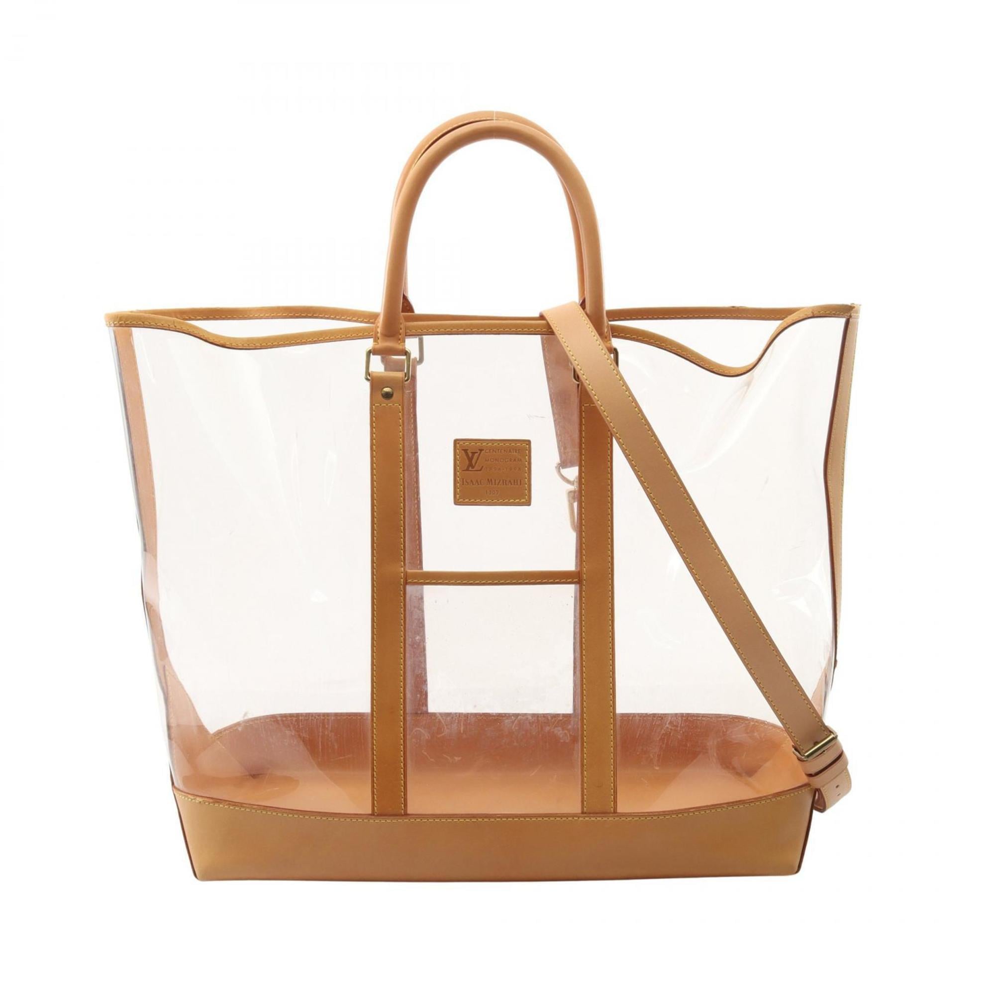 Louis Vuitton Brown Clear Vinyl Leather Tote Bag