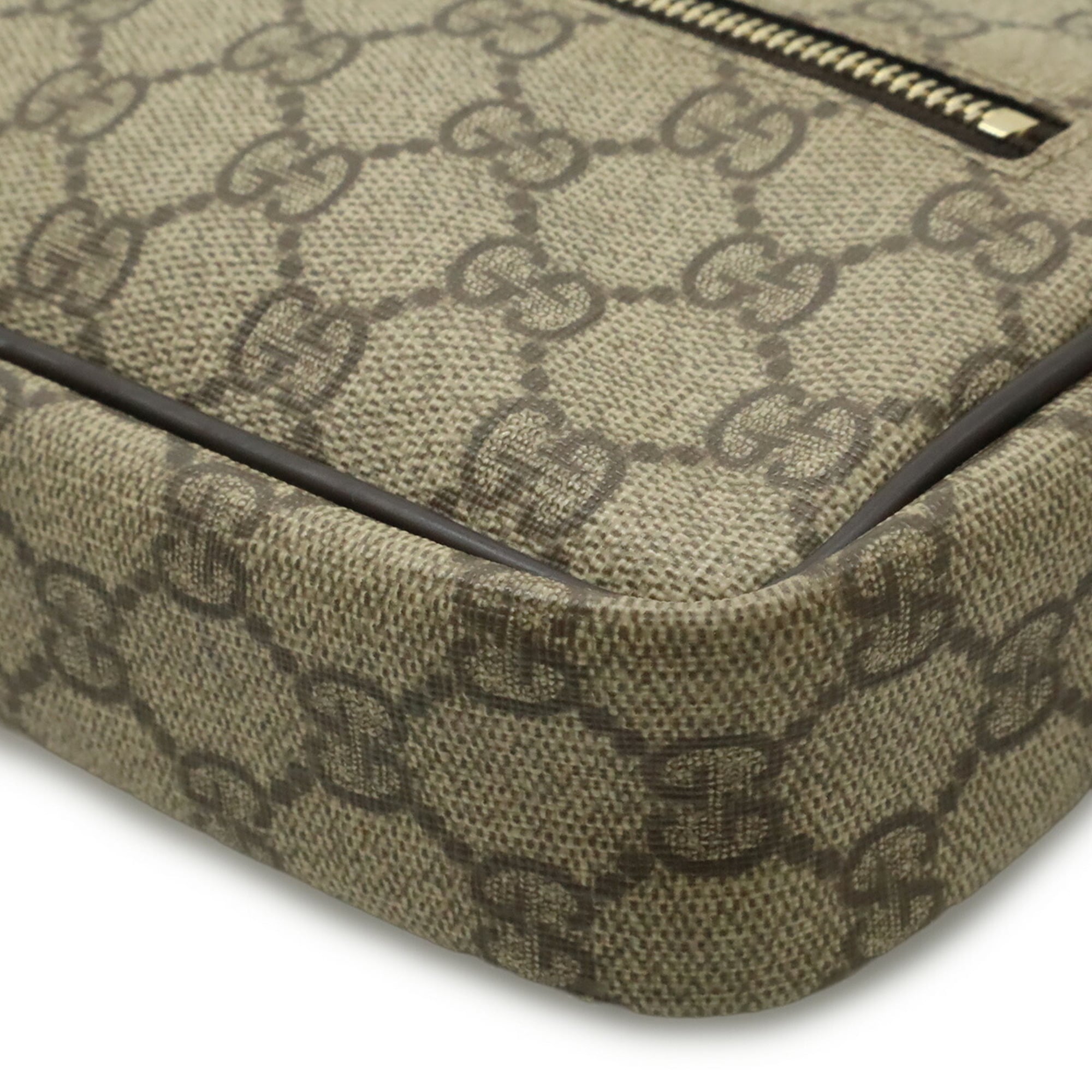 Gucci Beige Dark Brown Khaki Gg Supreme Canvas Leather Pochette Shoulder Bag (Pre-Owned)