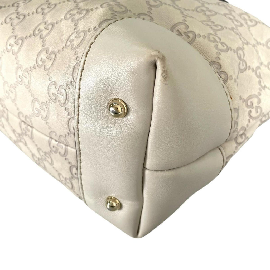 Gucci Beige Leather Shoulder Bag Tote Bag (Pre-Owned)