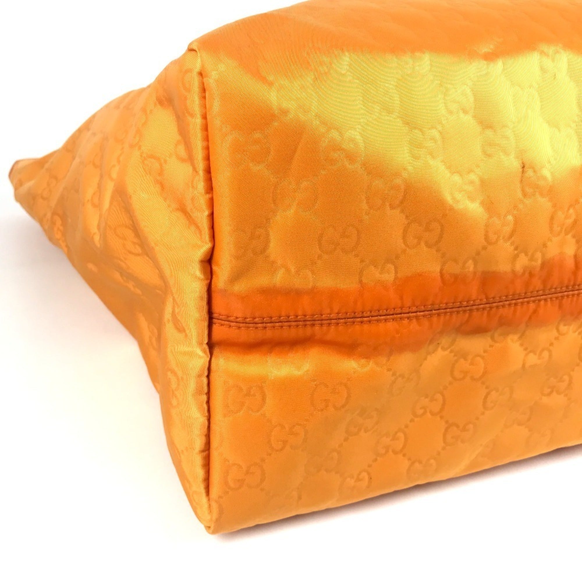 Gucci Orange Nylon Leather Handbag Tote Bag (Pre-Owned)