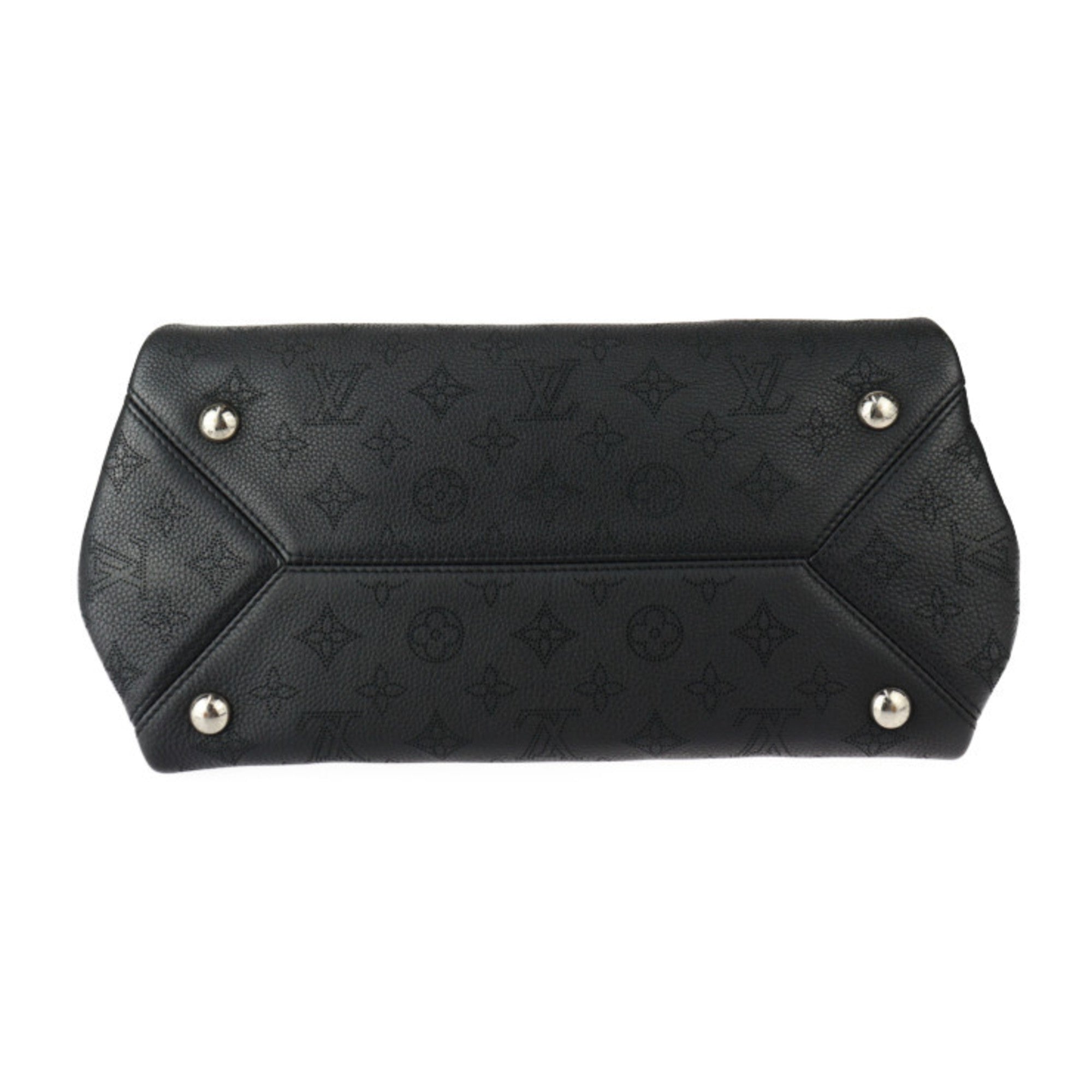 Louis Vuitton Black Leather Handbag Shoulder Bag Tote Bag