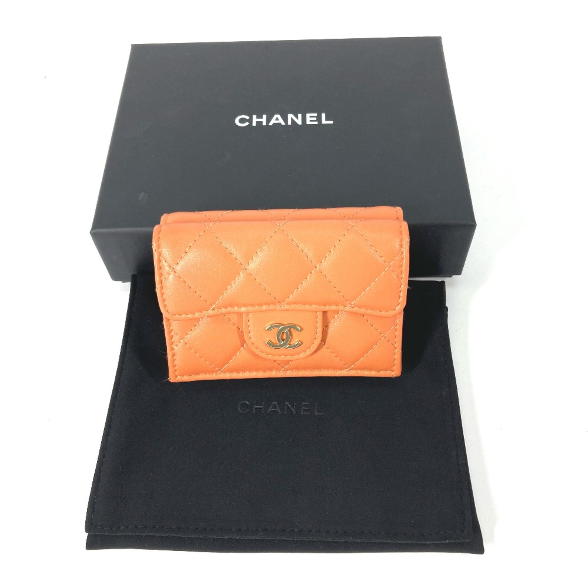 Chanel Orange Leather Wallet (Tri-Fold)