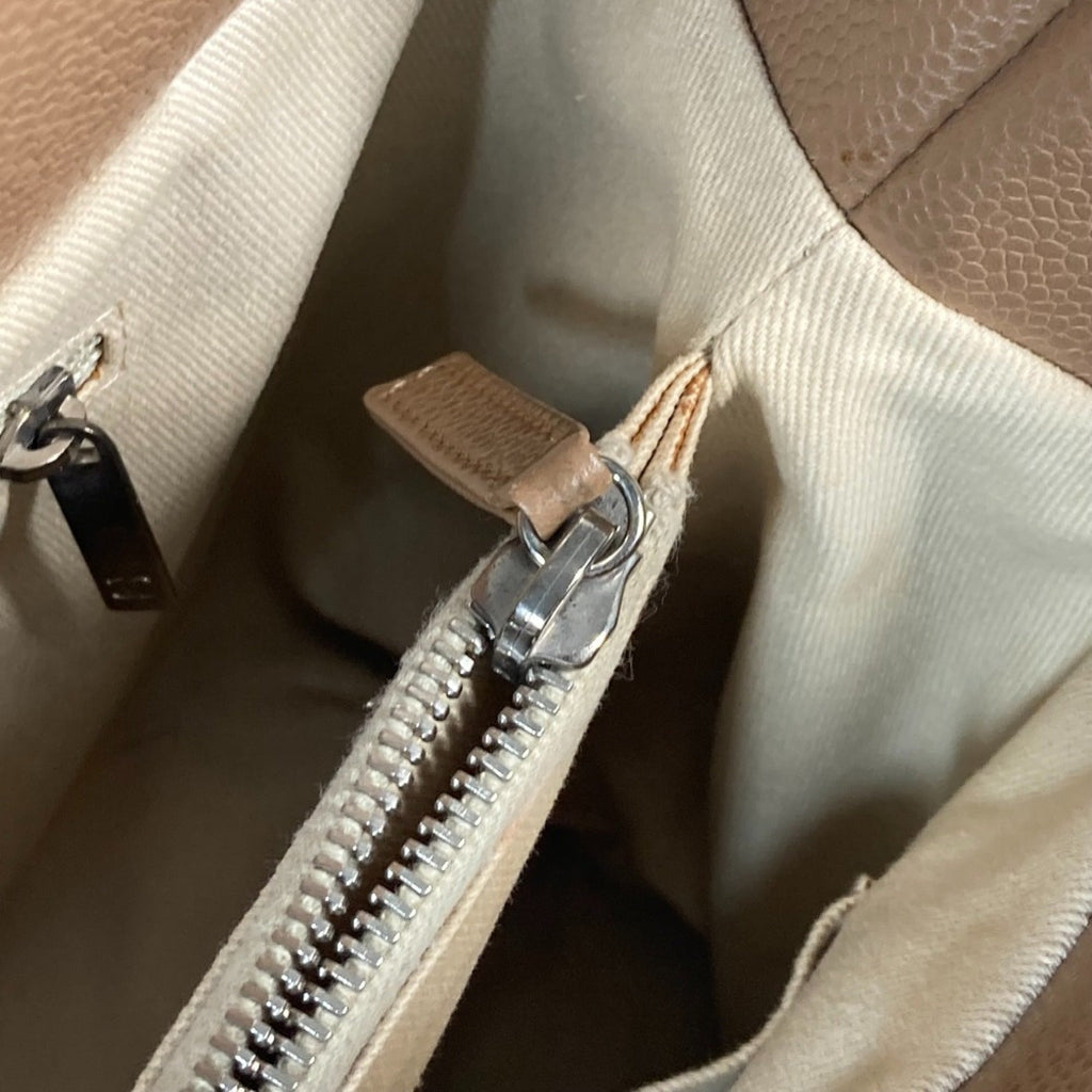 Chanel Beige Grained Calfskin Shoulder Bag Tote Bag