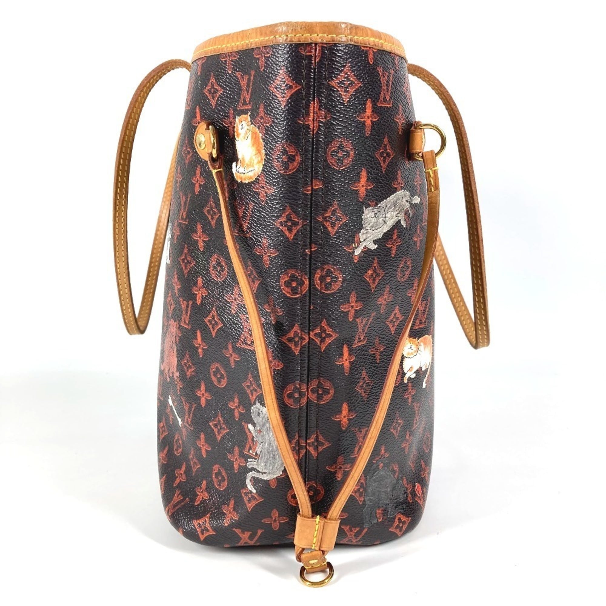 Louis Vuitton Brown Orange Monogram Leather Pouch Shoulder Bag Tote Bag