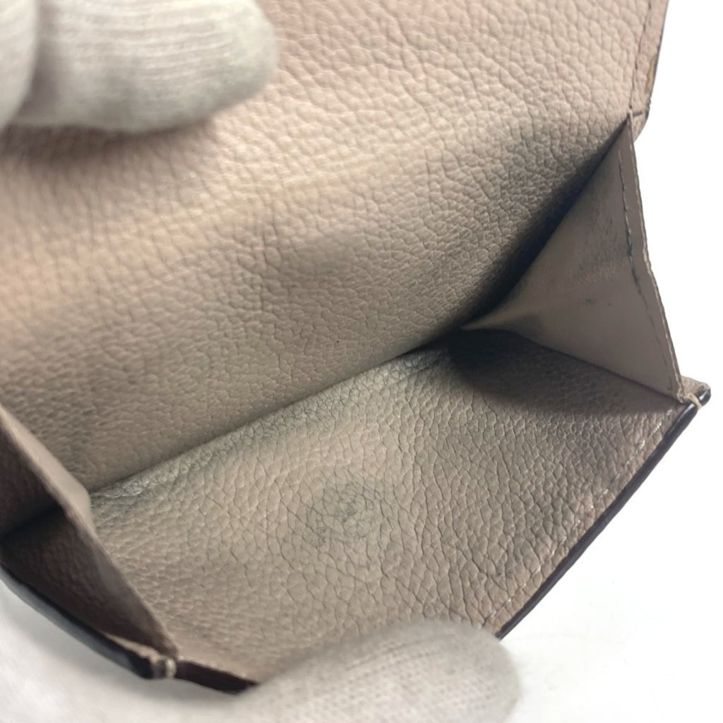 Louis Vuitton Beige Grayish Leather Wallet (Tri-Fold)