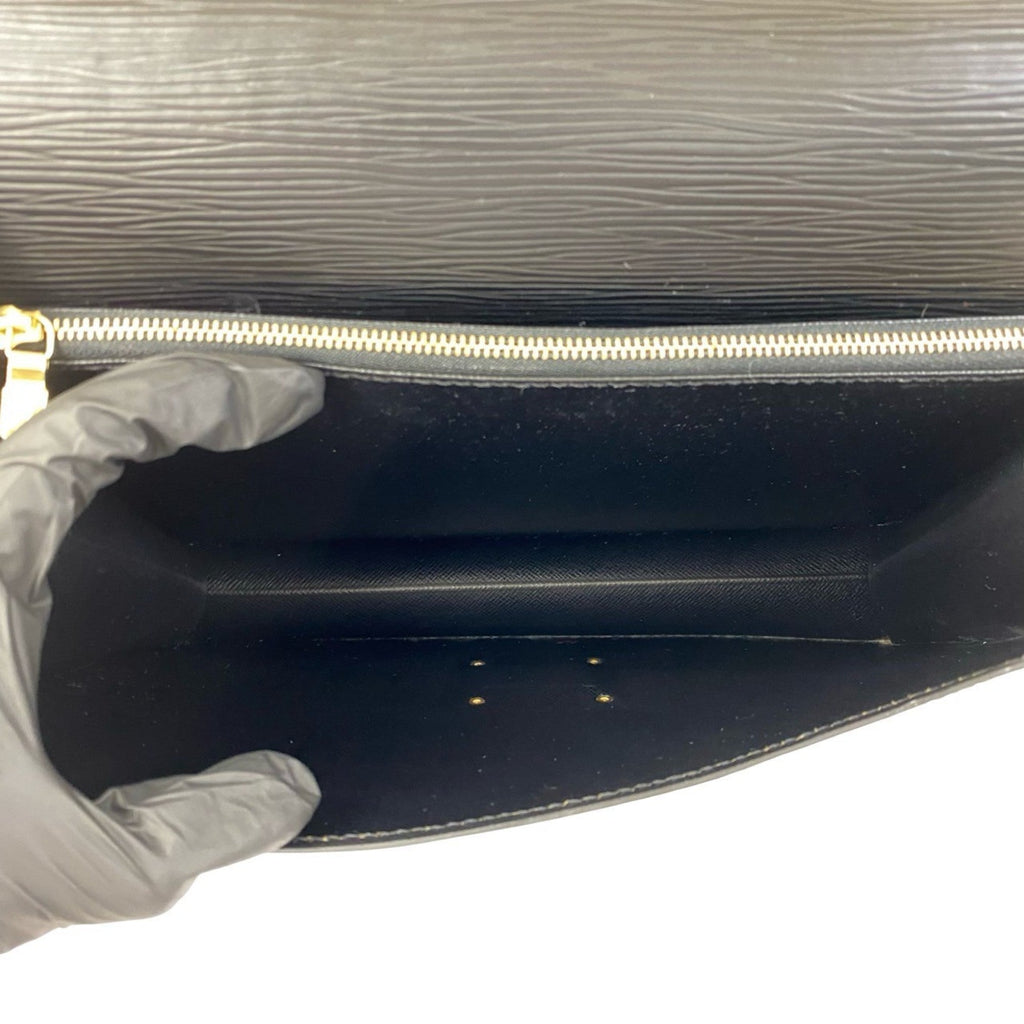 Louis Vuitton Black Leather Handbag Tote Bag