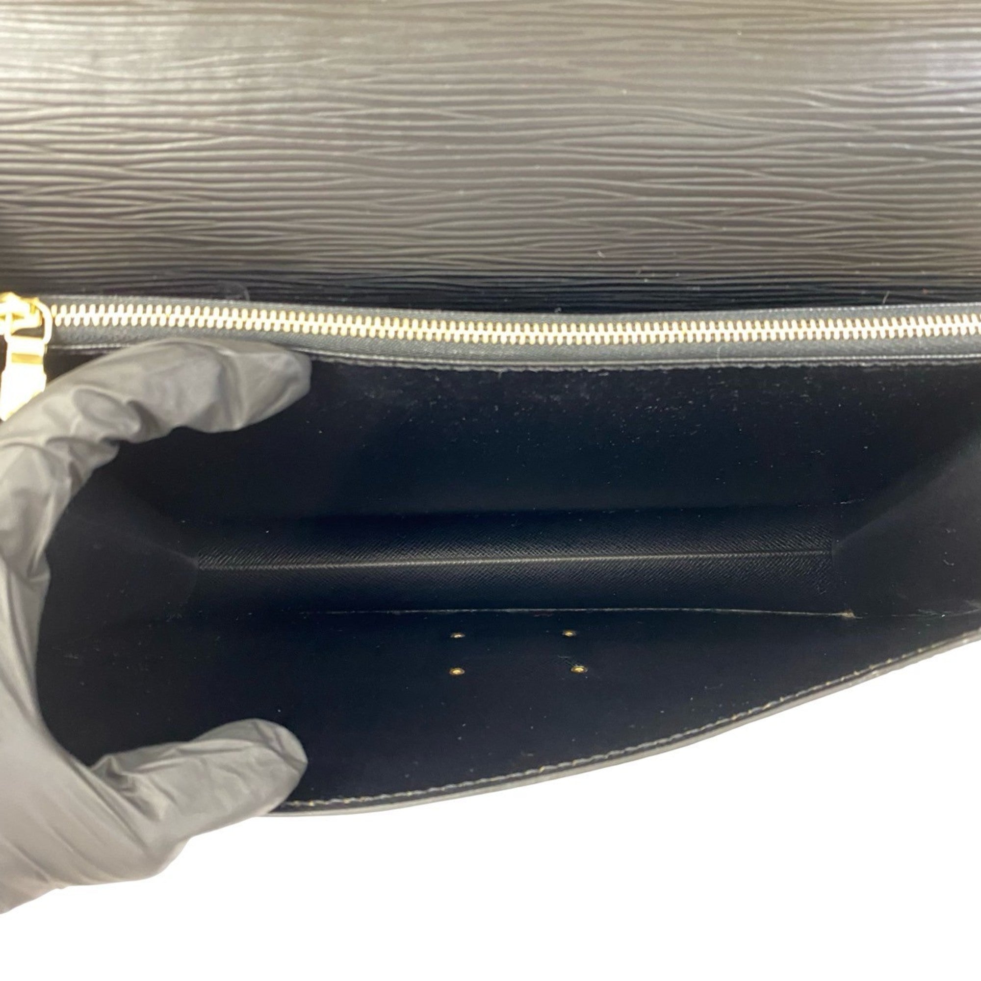 Louis Vuitton Black Leather Handbag Tote Bag