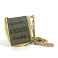 Chanel Gold Khaki Leather Pochette Shoulder Bag