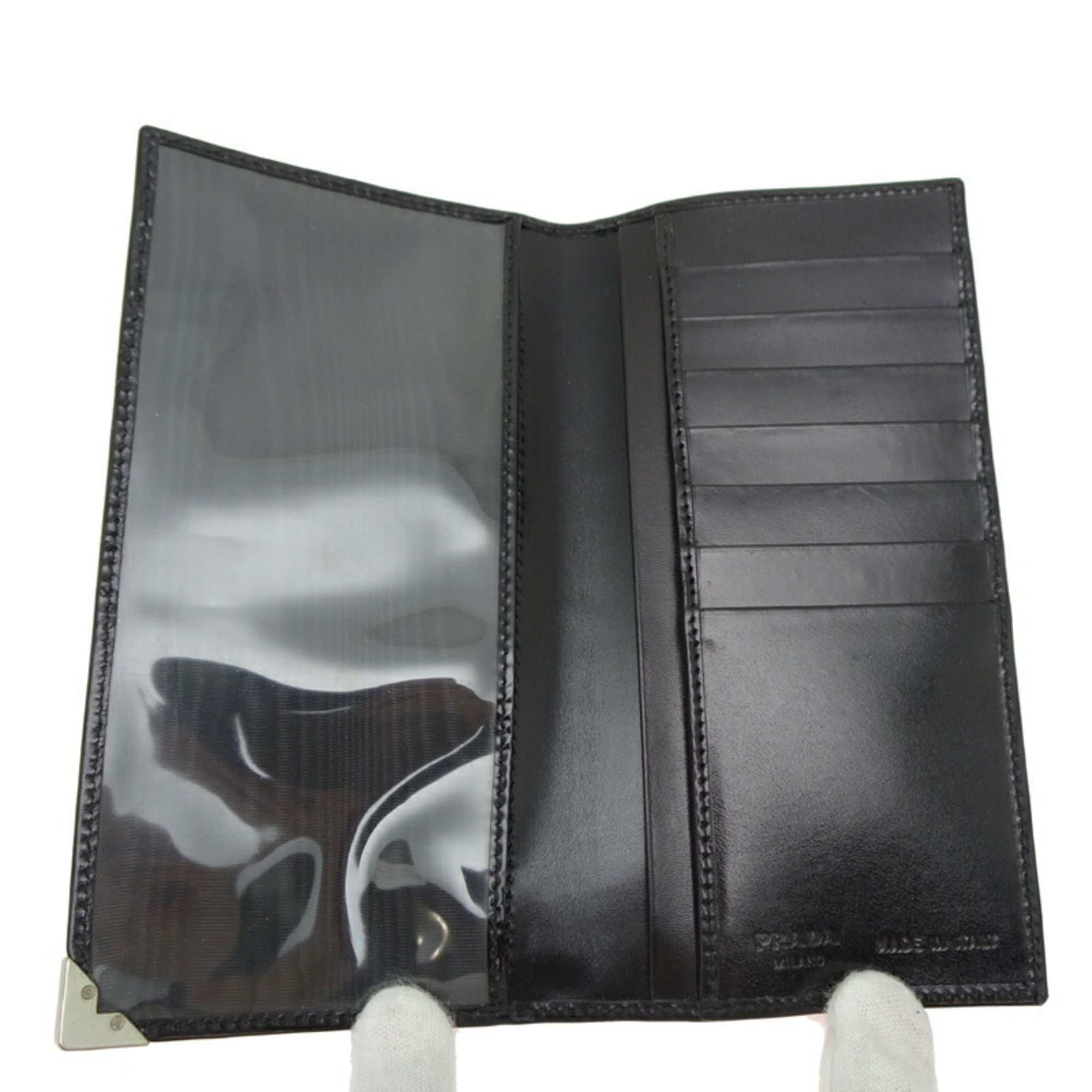 Prada Black Nero Long Bill Wallet (Bi-Fold)