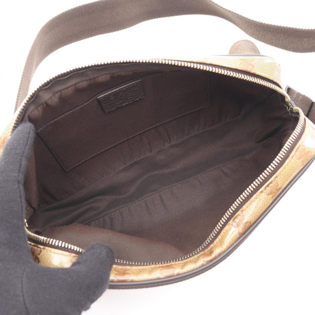 Gucci Beige Brown Pvc Coated Canvas Leather Fanny Pack Handbag (Pre-Owned)