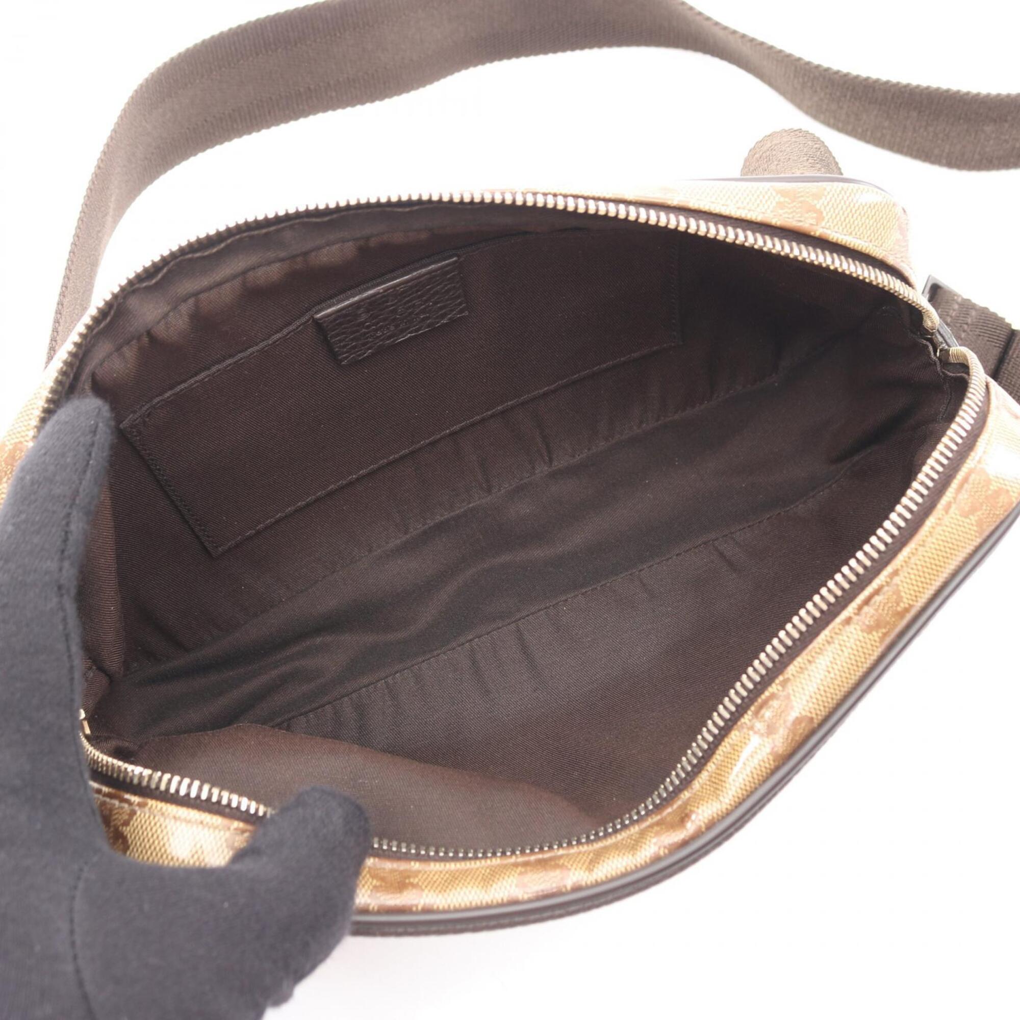 Gucci Beige Brown Pvc Coated Canvas Leather Fanny Pack Handbag (Pre-Owned)