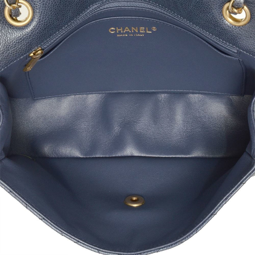 Chanel Blue Grained Calfskin Shoulder Bag