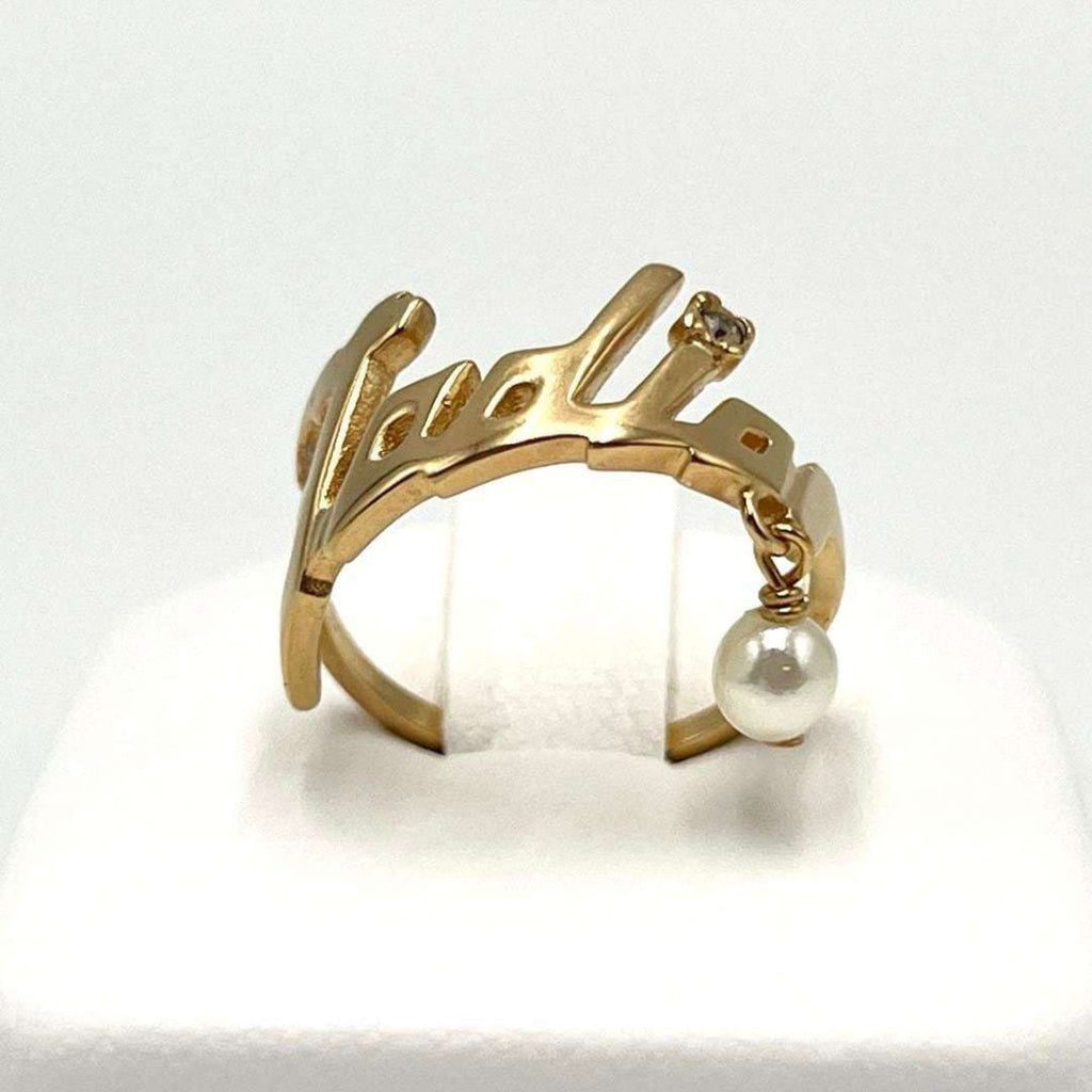 Christian Dior Metal Rhinestone Band Ring (Pre-Owned)