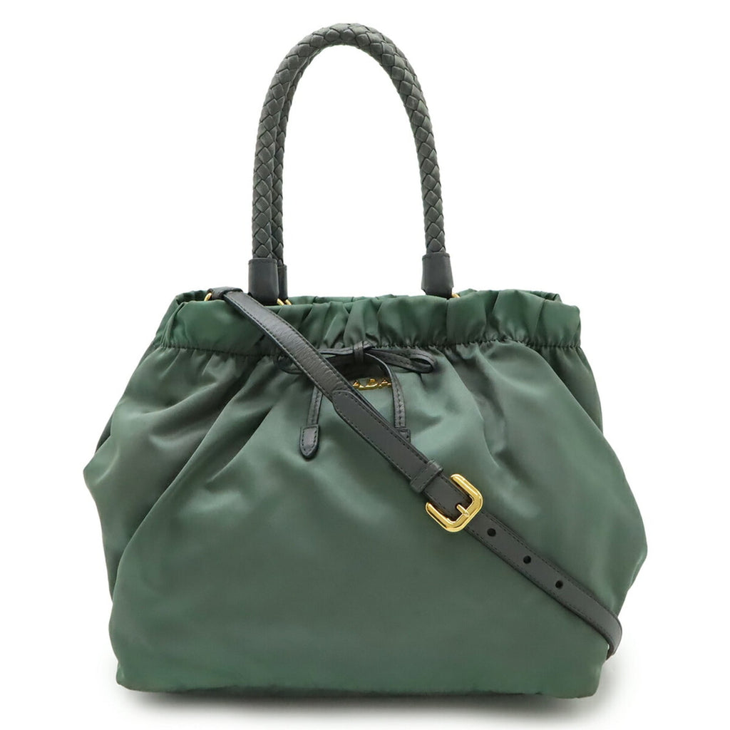 Prada Gray Nylon Leather Handbag Shoulder Bag