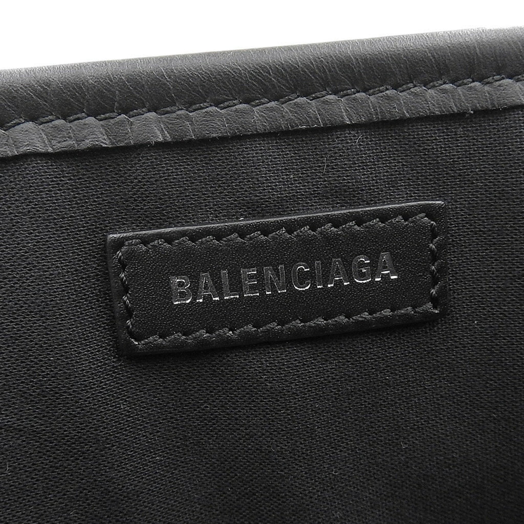 Balenciaga Black Off-White Canvas Leather Handbag Tote