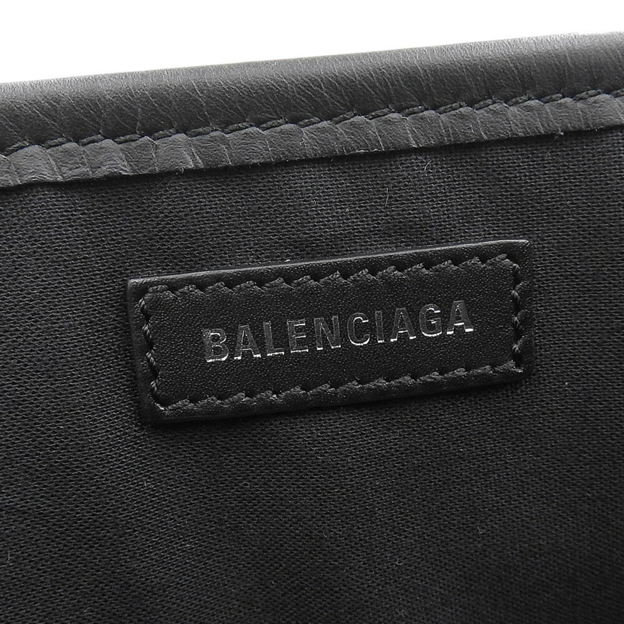 Balenciaga Black Off-White Canvas Leather Handbag Tote