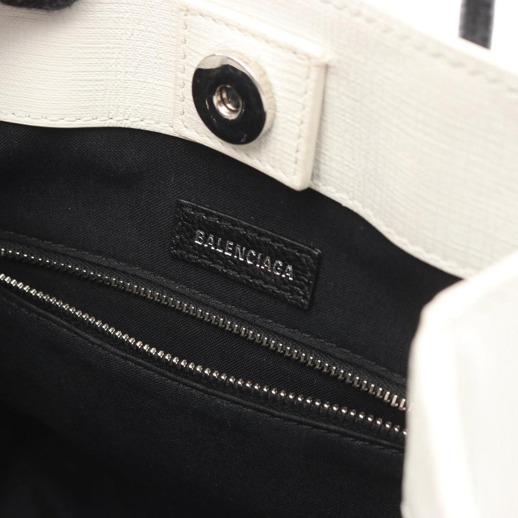 Balenciaga Black White Coated Canvas Leather Hand