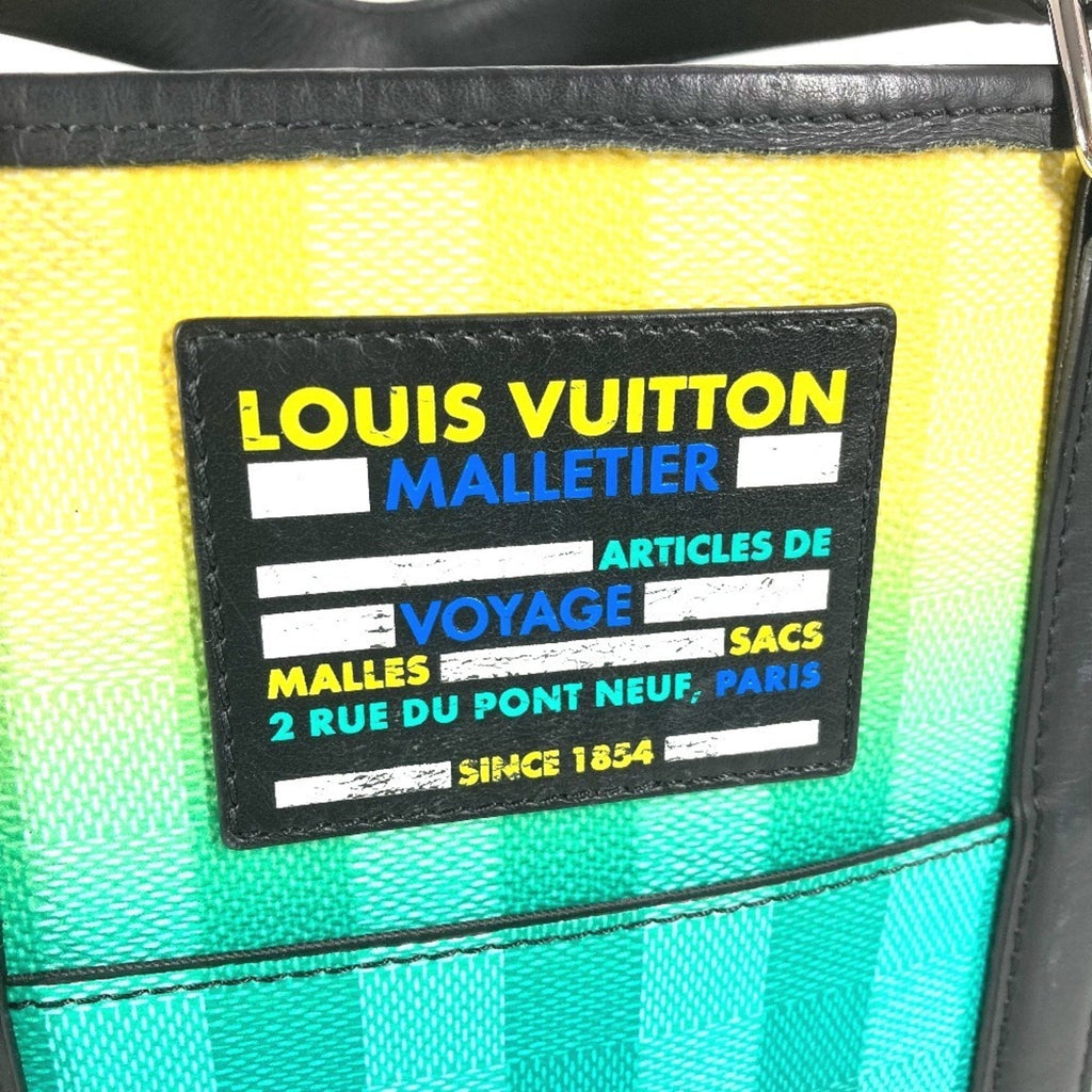 Louis Vuitton Black Green Yellow Leather Canvas Handbag Shoulder Bag Tote Bag