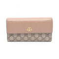 Gucci Beige Brown Pink Leather Pvc Long Wallet (Bi-Fold) (Pre-Owned)