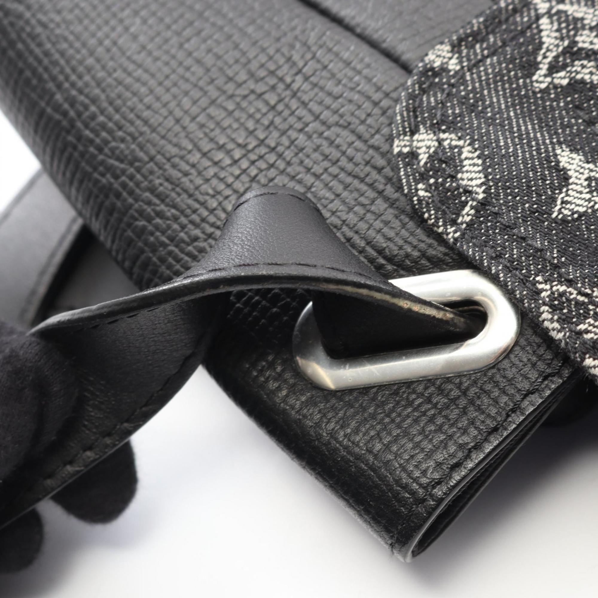 Louis Vuitton Black Noir Monogram Denim Leather Shoulder Bag