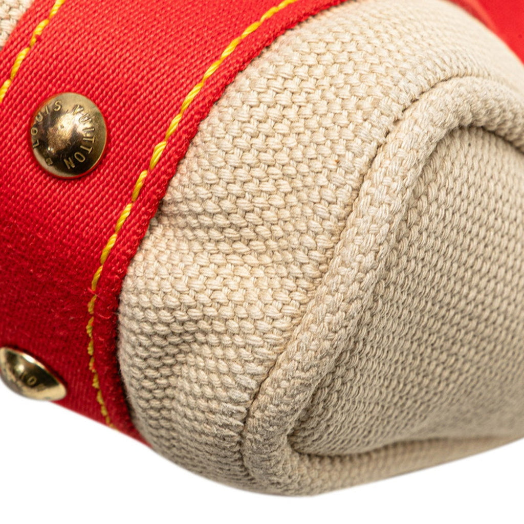 Louis Vuitton Antigua Beige Red Color Canvas Handbag