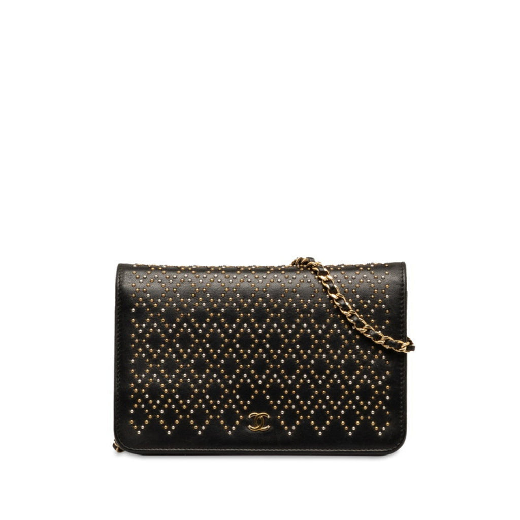 Chanel Black Suede Chain/Shoulder Wallet