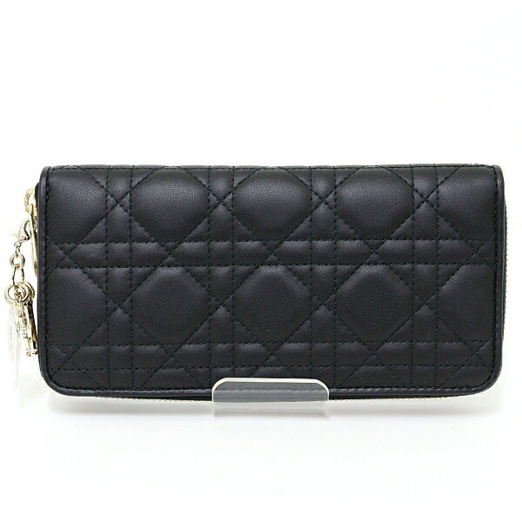 Christian Dior Black Leather Long Wallet (Bi-Fold) (Pre-Owned)