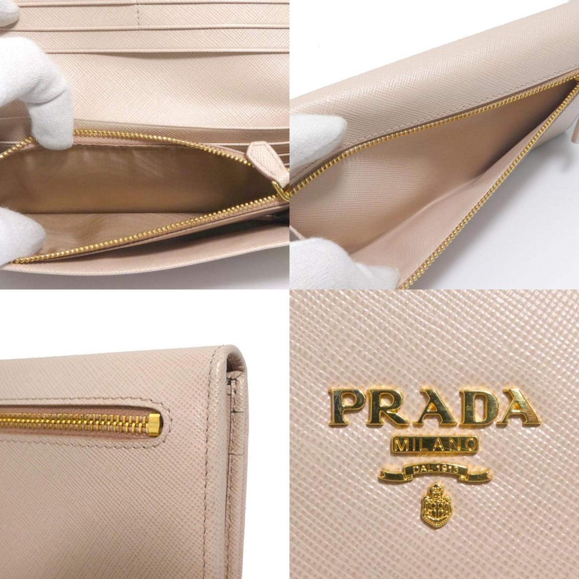 Prada Light Pink Leather Long Wallet (Bi-Fold)