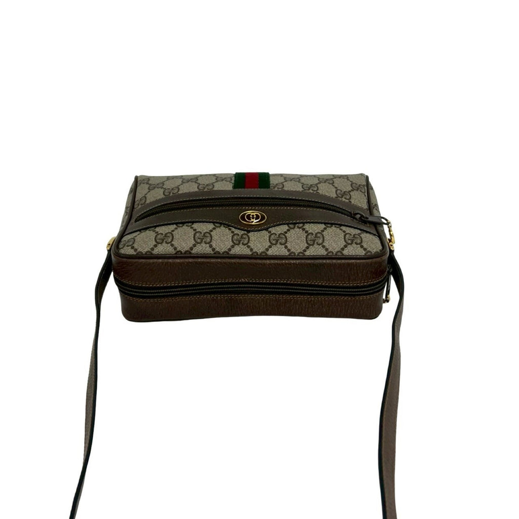 Gucci Brown Green Red Color Pvc Leather Shoulder Bag (Pre-Owned)