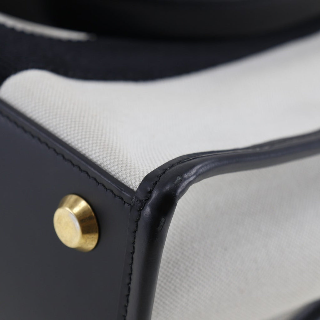 Balenciaga Black White Canvas Pouch Tote