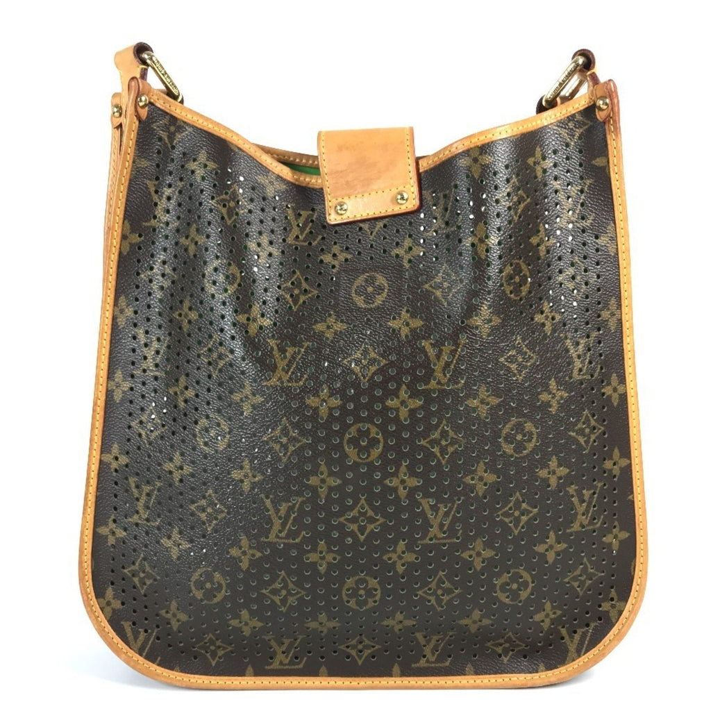 Louis Vuitton Brown Green Monogram Perforated Shoulder Bag