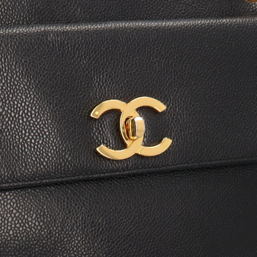Chanel Black Grained Calfskin Tote Bag