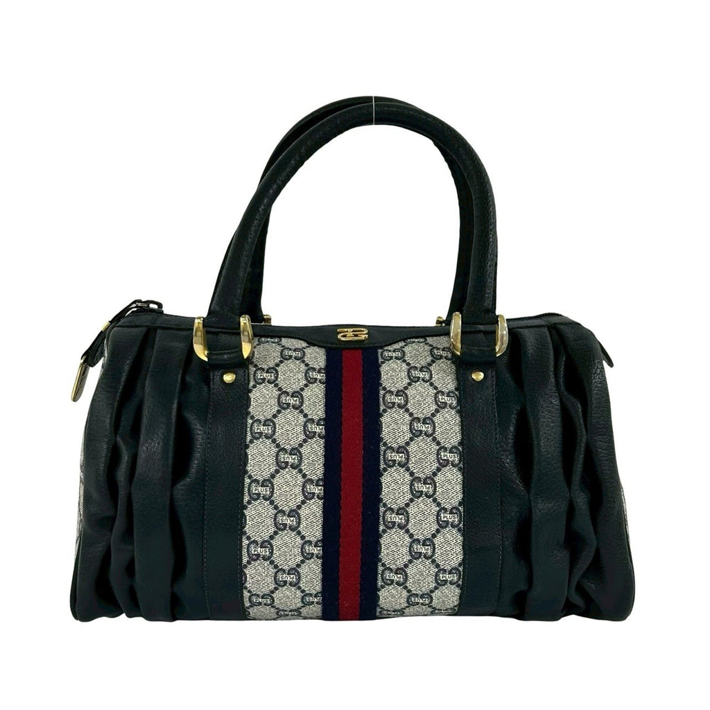 Gucci Navy Red Color Pvc Leather Handbag (Pre-Owned)