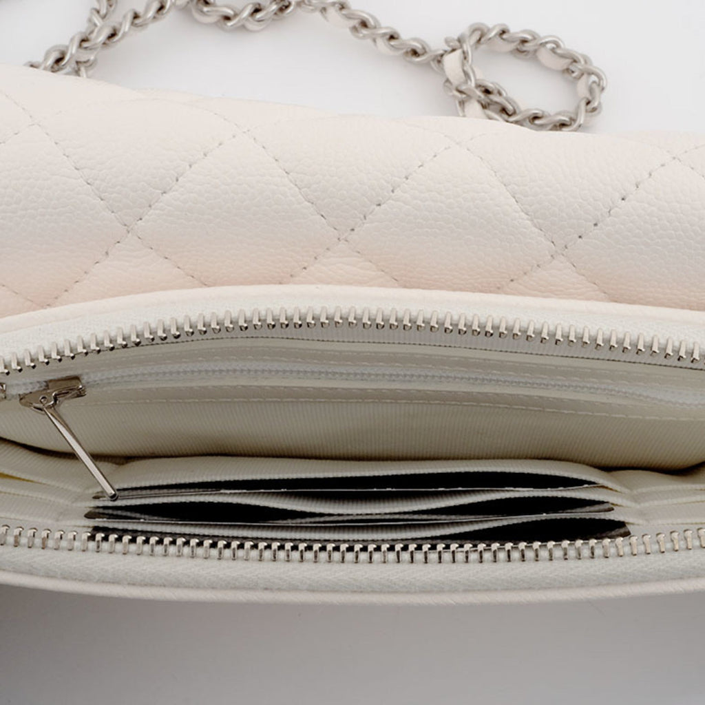 Chanel Matelasse White Caviar Leather Shoulder Bag