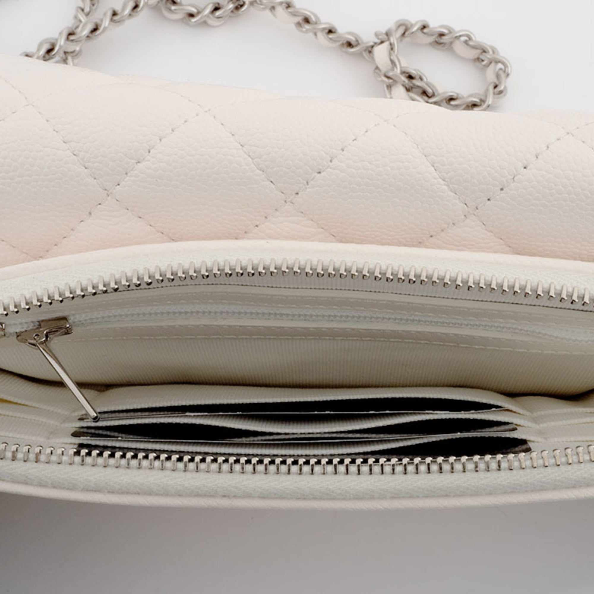 Chanel Matelasse White Caviar Leather Shoulder Bag