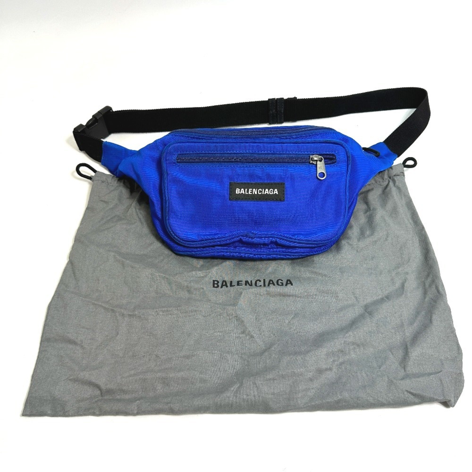Balenciaga Black Blue Nylon Fanny Pack Shoulder Bag Sling