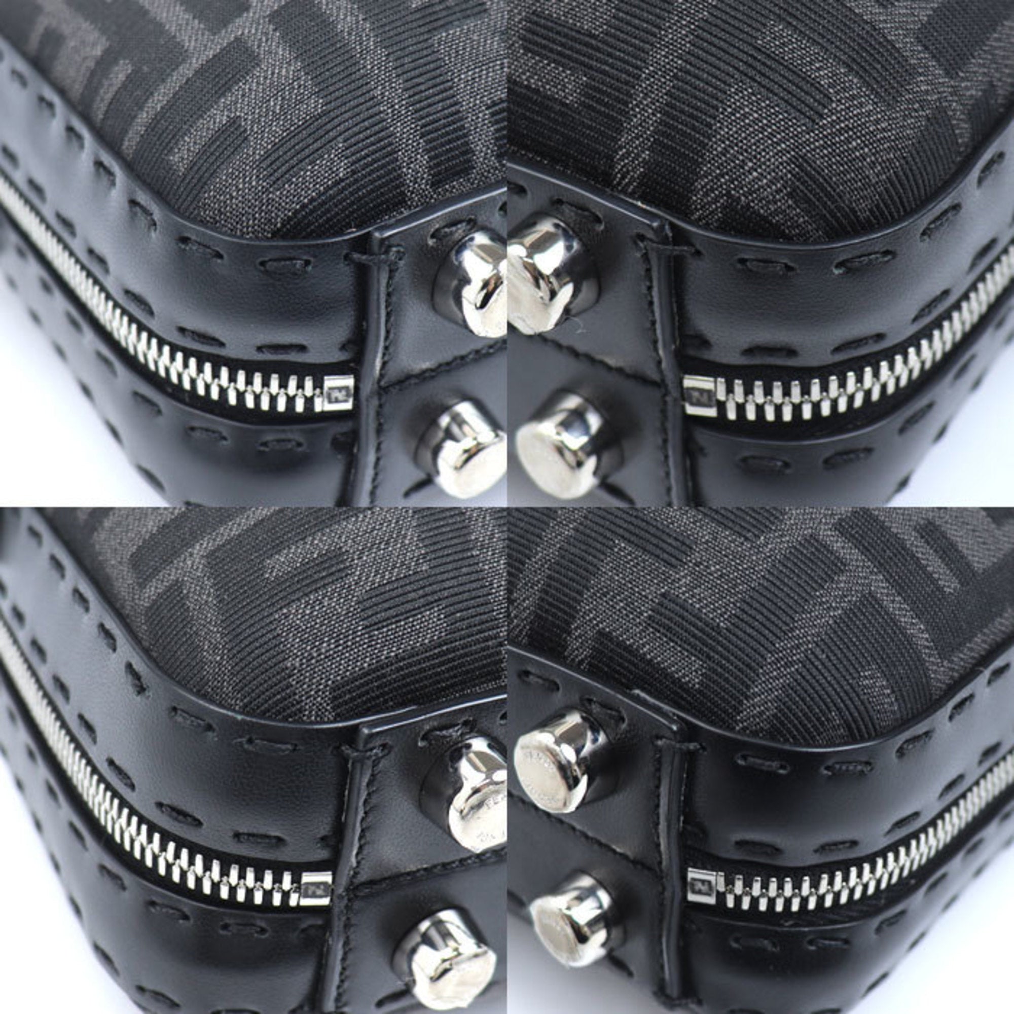 Fendi Black Canvas Leather Shoulder Bag