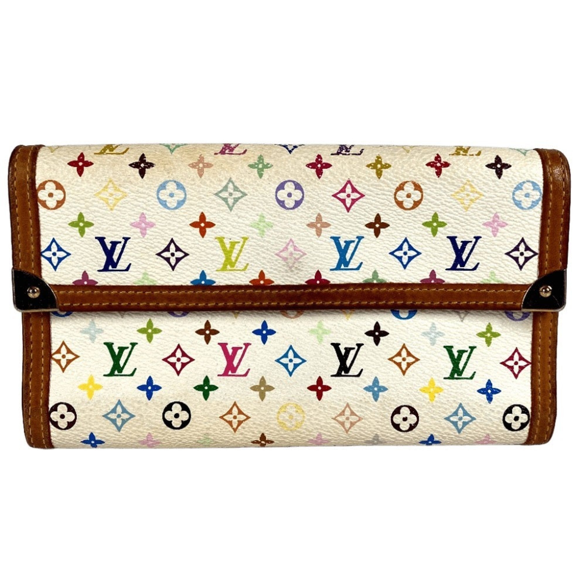 Louis Vuitton Monogram Multi-Color White Yellow Monogram Multicolore Long Wallet (Tri-Fold)