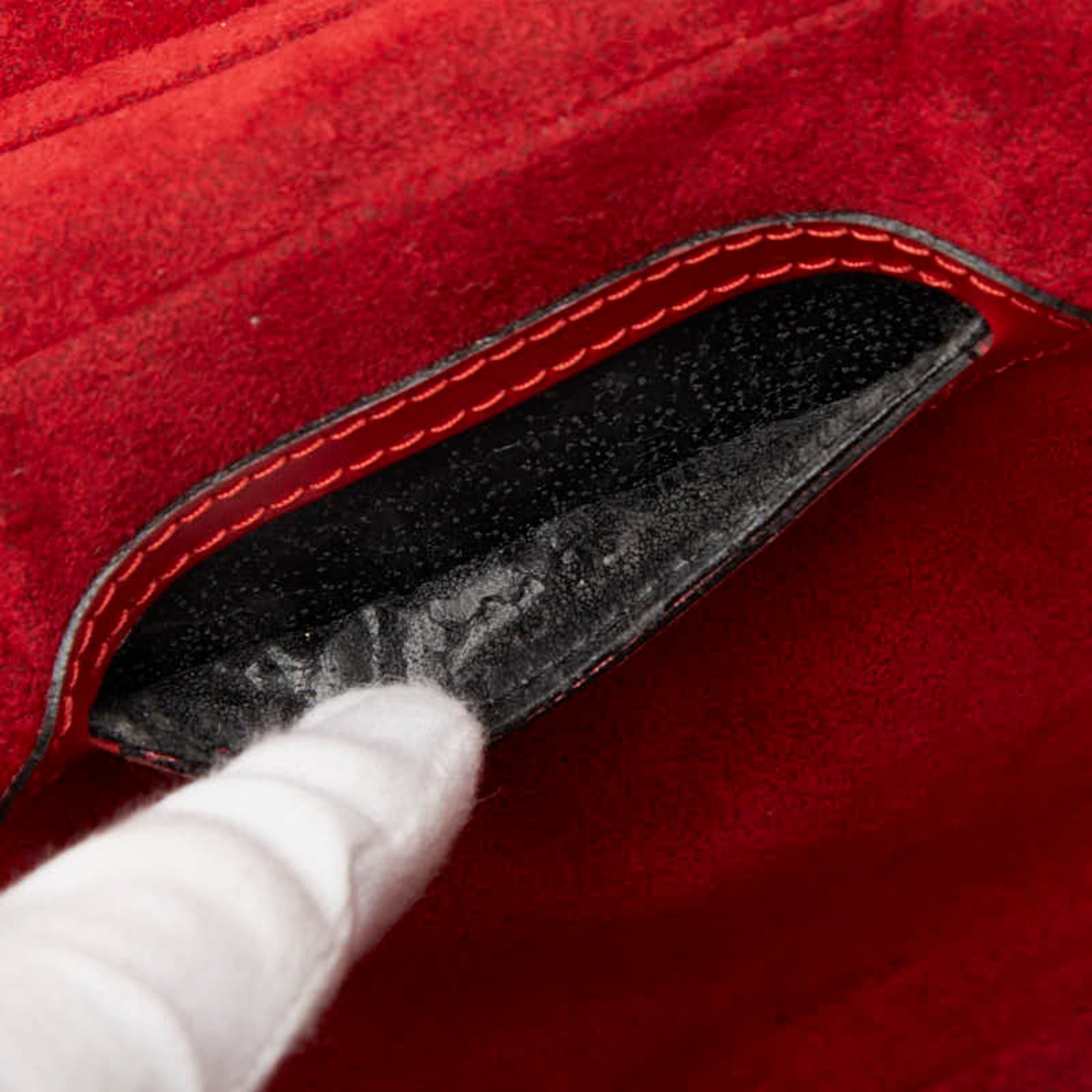 Louis Vuitton Castilian Red Leather Handbag Vanity Bag