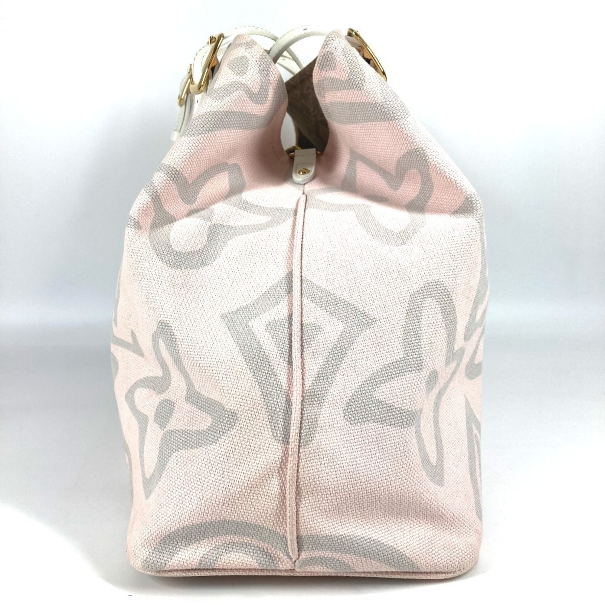 Louis Vuitton Pink Canvas Leather Boston Bag Shoulder Bag Tote Bag