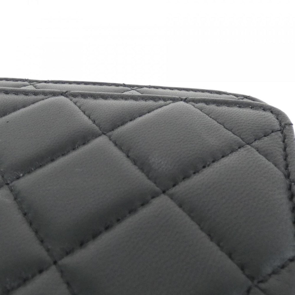 Chanel Black Bordeaux Leather Chain/Shoulder Wallet