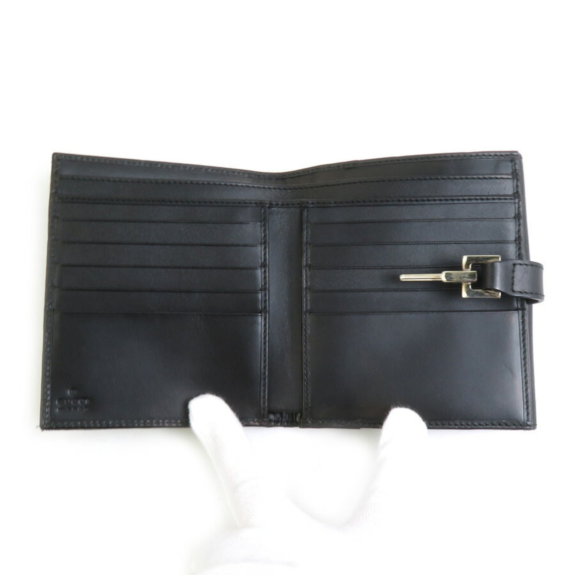 Gucci Black Gg Canvas Leather Wallet (Bi-Fold) (Pre-Owned)