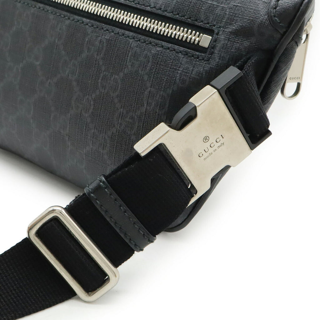 Gucci Black Dark Gray Gg Supreme Leather Fanny Pack (Pre-Owned)