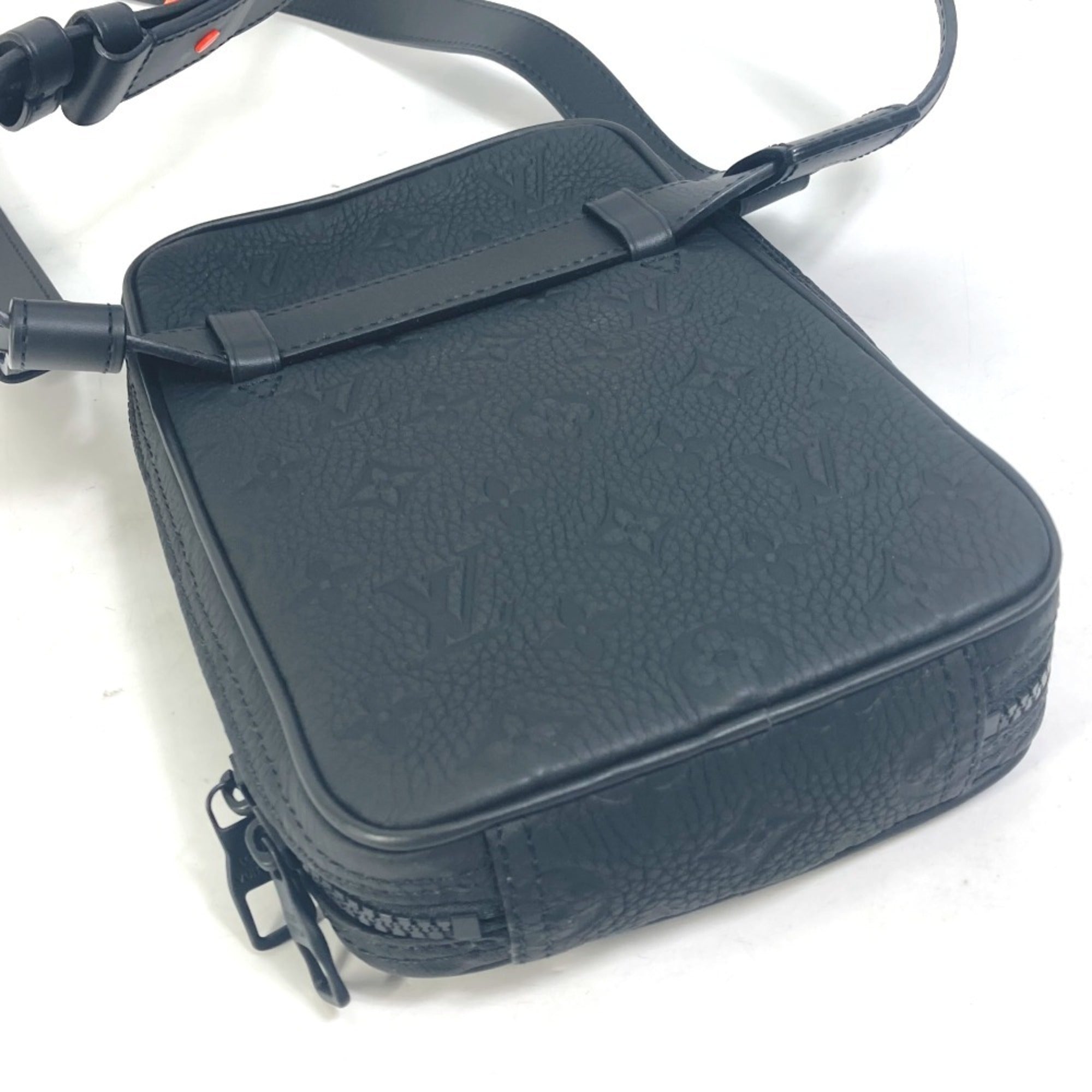 Louis Vuitton Black Orange Leather Shoulder Bag Sling Bag