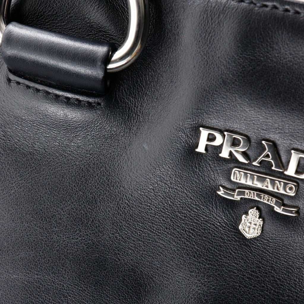 Prada Black Leather Tote Bag
