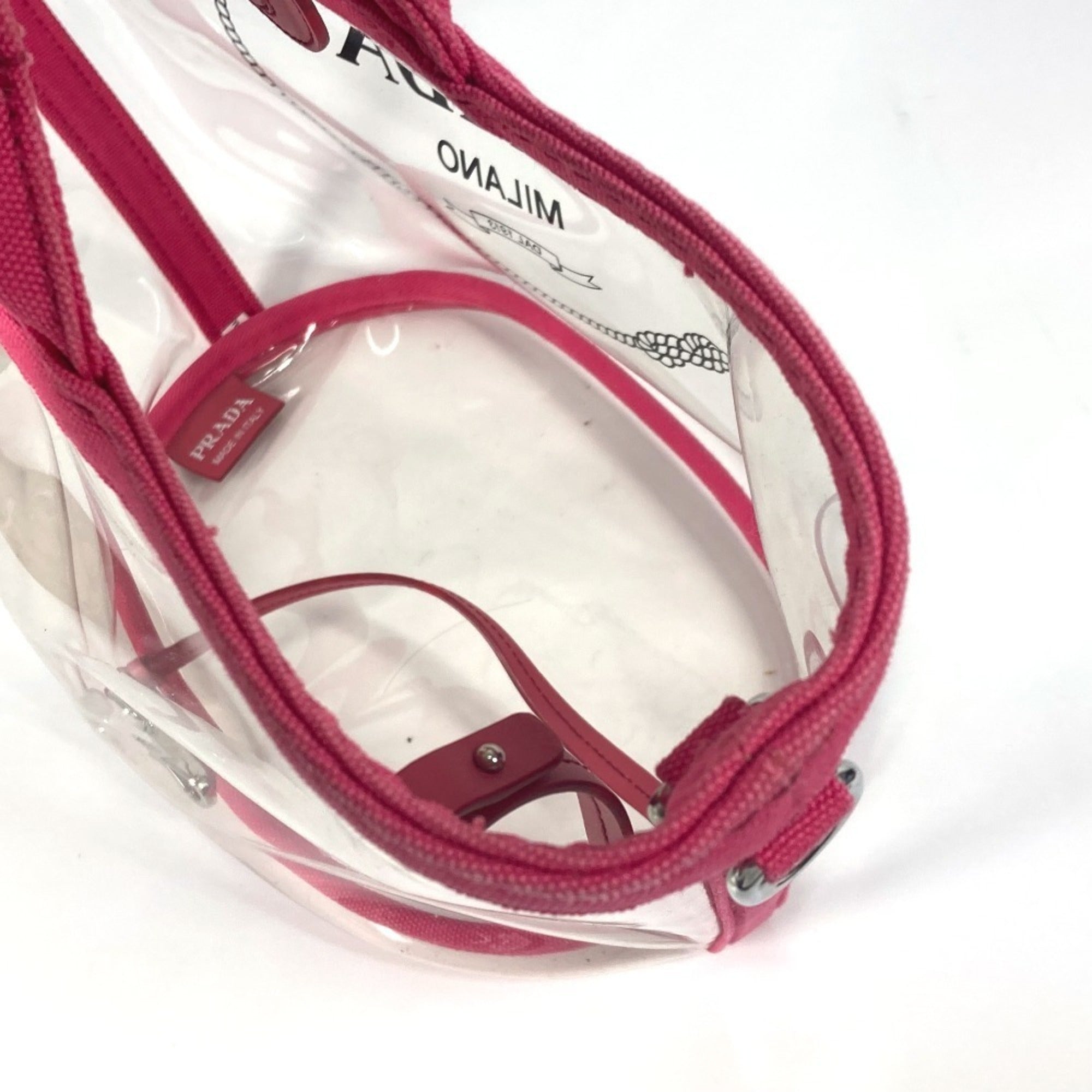Prada Canapa Pink Vinyl Beach Bag Handbag Shoulder Bag Tote Bag