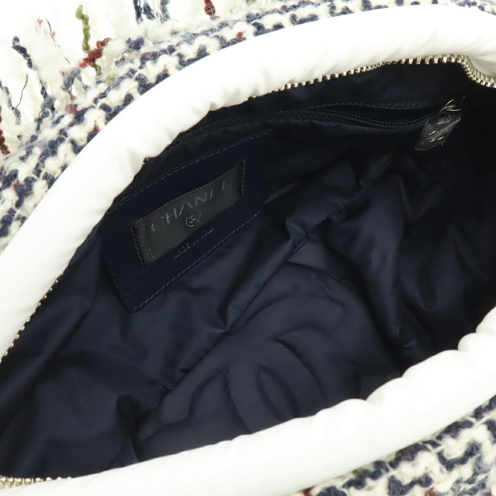 Chanel Gray White Nylon Tweed Pouch Sling Bag
