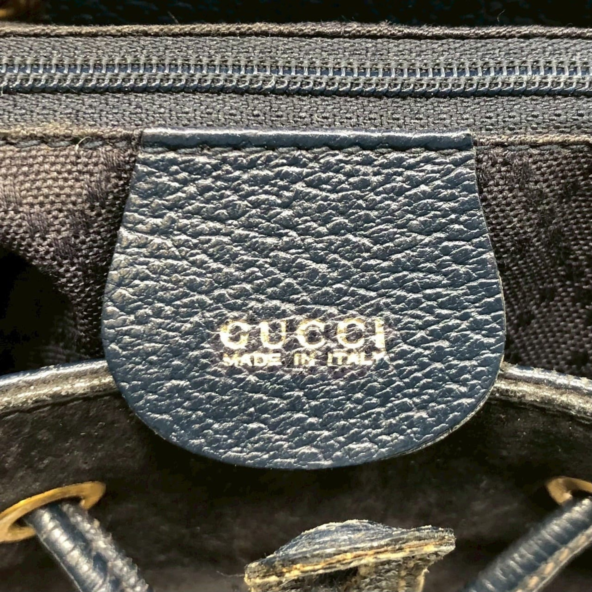Gucci Navy Bamboo Suede Backpack (Pre-Owned)