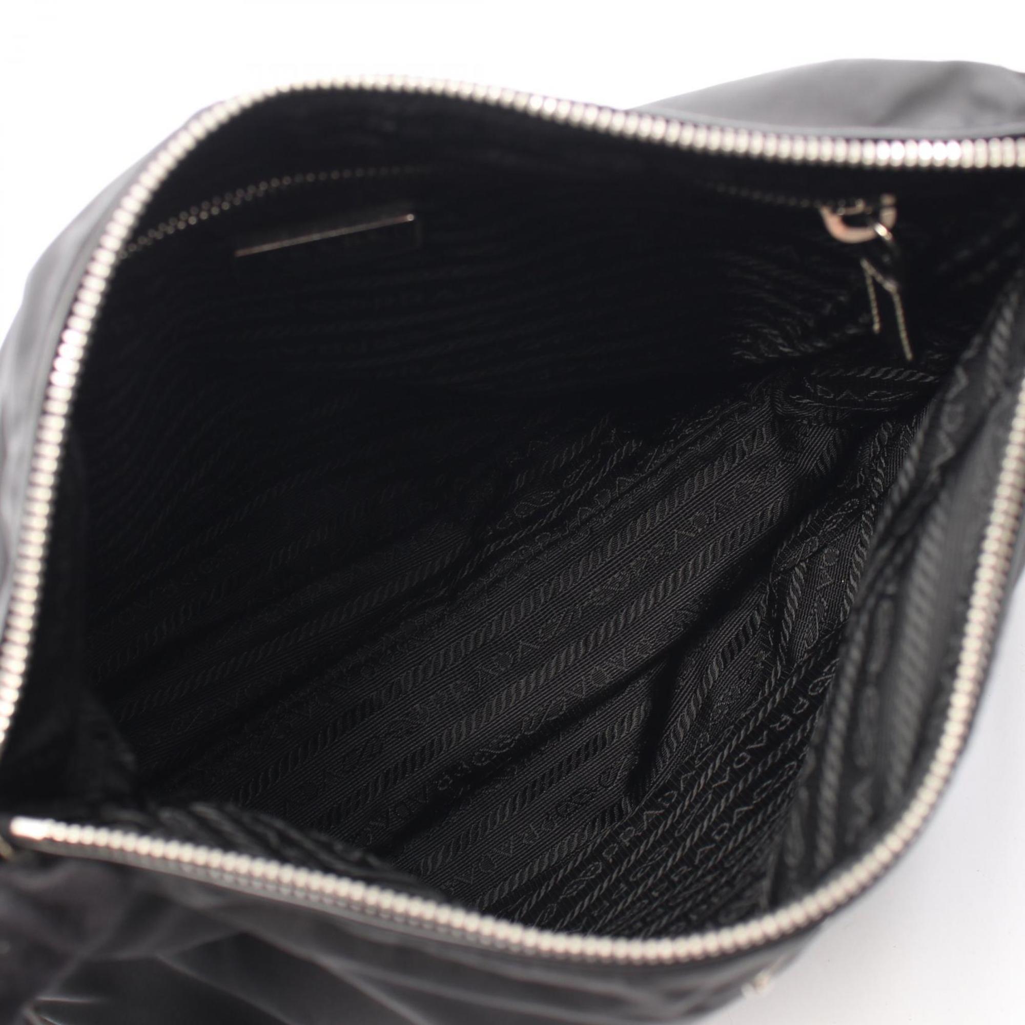 Prada Black Nylon Leather Shoulder Bag