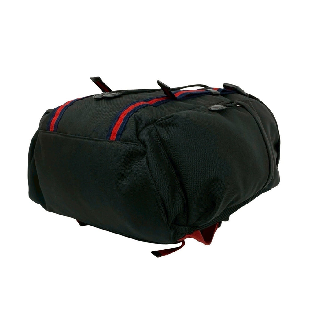 Gucci Black Navy Red Color Leather Canvas Backpack (Pre-Owned)